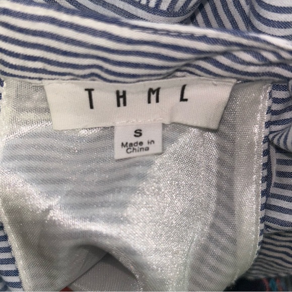 THML Blue and White Striped boho tasle Dress - Picture 4 of 4